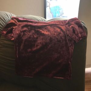 Off the shoulder velvet crop top